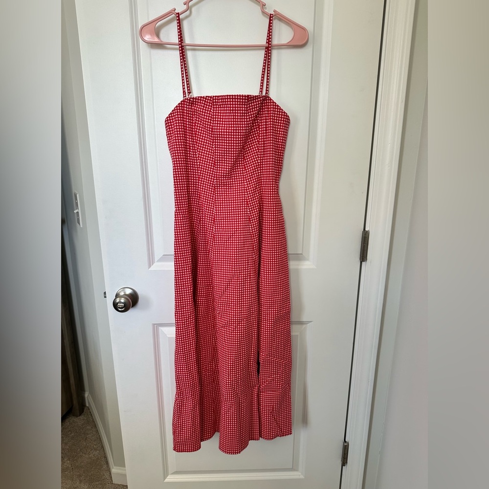 Abercrombie & Fitch Red Gingham Midi Dress